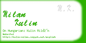 milan kulin business card